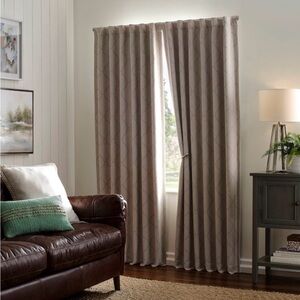 allen + roth 84-in Linen Blackout Thermal Lined Back Tab Single Curtain Panel